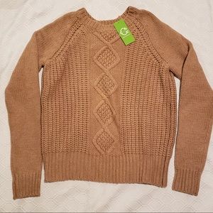 NWT Beige Cable-Knit Long Sleeve Sweater